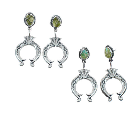 Turquoise And Sterling Silver Navajo Naja Post Dangle Earrings X10019